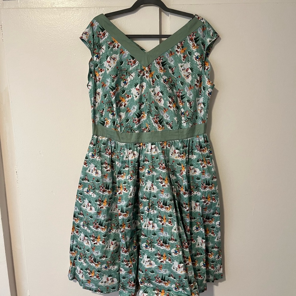Worn Once! Mickey and Friends Holiday, Cap Shoulder Dress! Official Disney!